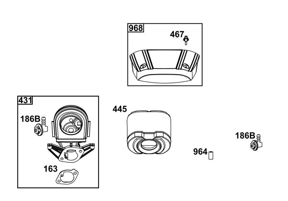 Air Cleaner Group Diagram and Parts List for 44U877-0016-B5 400000 - 699999 Briggs and Stratton Engine